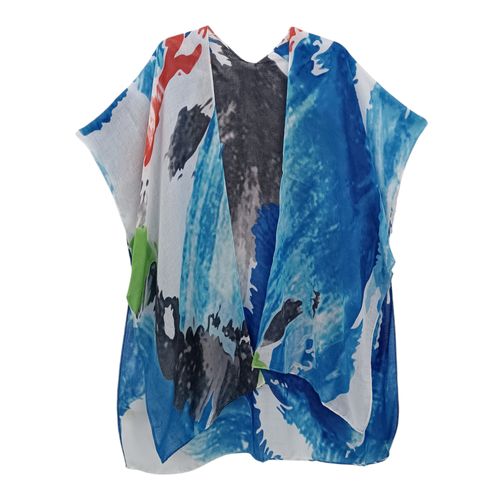 Salida de baño color azul tipo chal para mujer