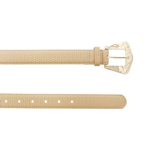 Cincho casual color beige de hebilla dorada para mujer
