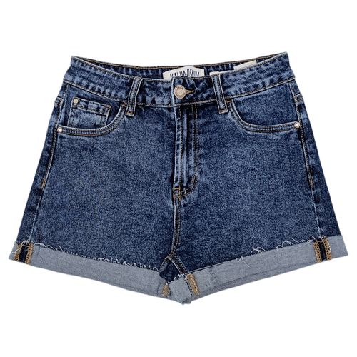 Short denim color azul con diseño lavado para mujer