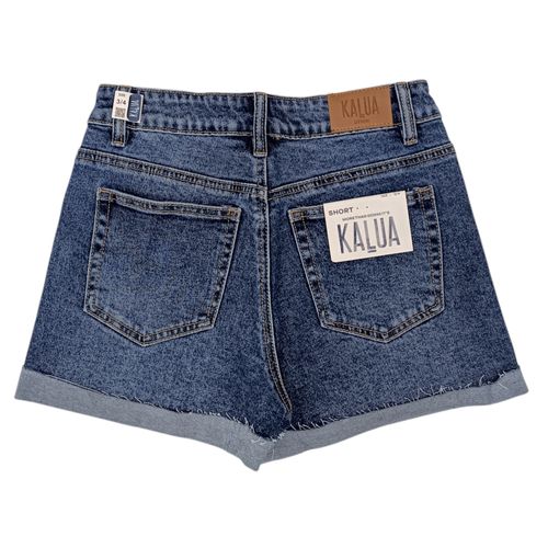 Short denim color azul con diseño lavado para mujer