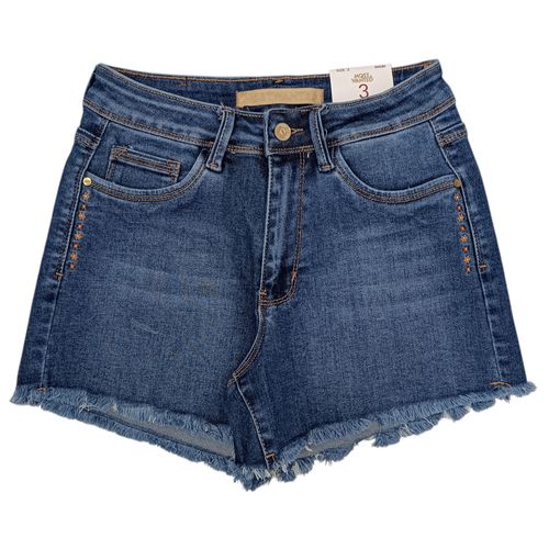 Short denim color azul oscuro con diseño lavado para mujer