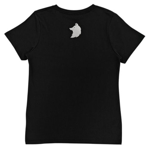 Camiseta color negro de cuello redondo con mangas cortas para mujer