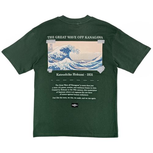 Camiseta oversize color verde de cuello redondo con mangas corta para hombre