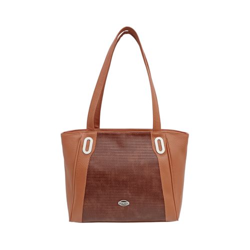 Cartera shoppers en café oscuro diseño con textura para mujer