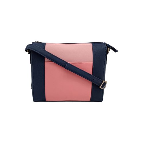 Crossbody en color azul con detalles en rosa para mujer