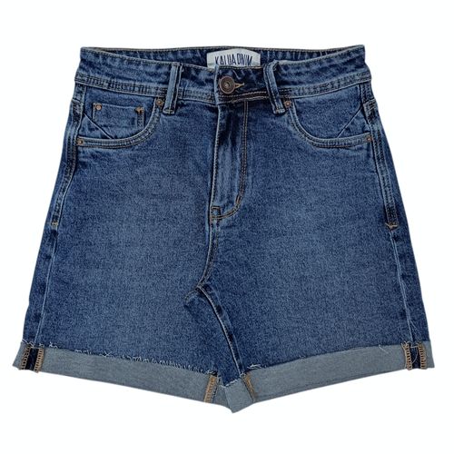 Short demin color azul diseño sólido para mujer