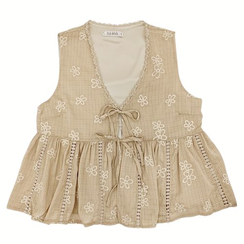 Blusa color beige con escote en V para mujer