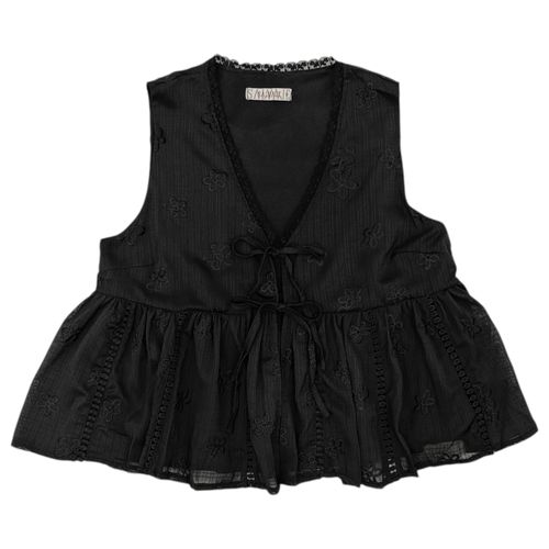 Blusa color negro con escote en V para mujer