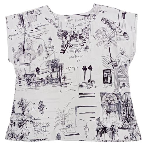 Blusa casual color blanco con diseño estampado para mujer