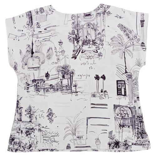 Blusa casual color blanco con diseño estampado para mujer