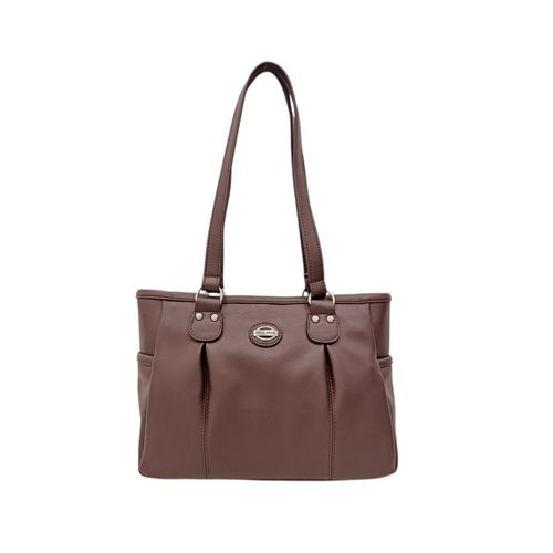 Cartera tote color café oscuro diseño con textura para mujer