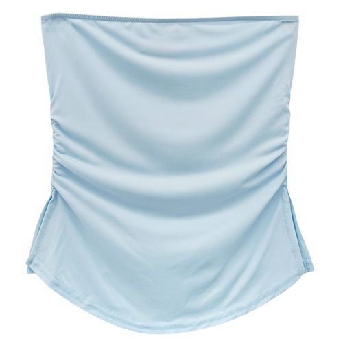 Blusa color celeste tipo top strapless para mujer