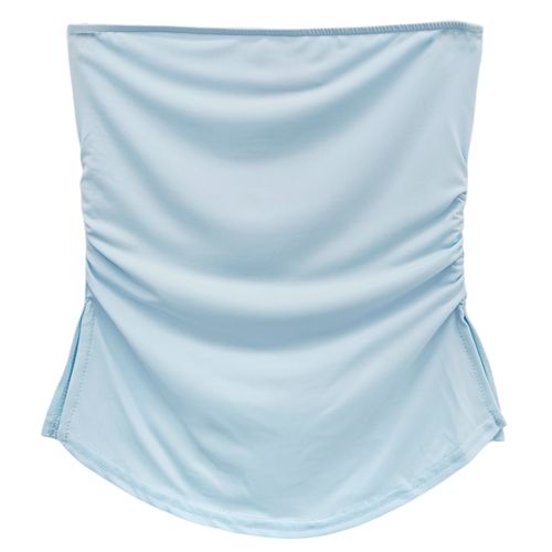 Blusa color celeste tipo top strapless para mujer