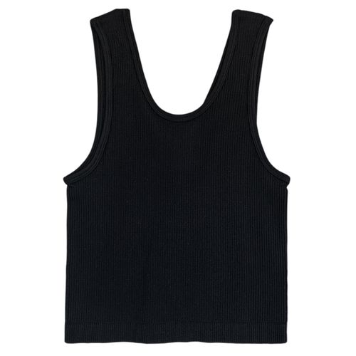 Tank top color negro de escote V con tipo de corte ajustado para mujer