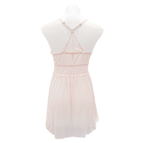 Baby doll color rosa con diseño de cuello en V profundo para mujer