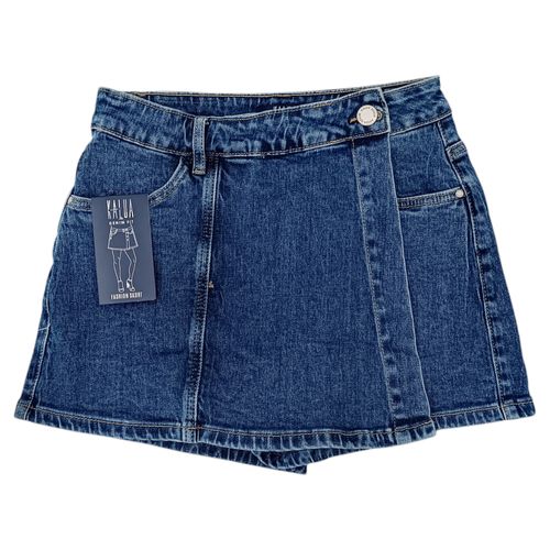 Falda short denim color azul para mujer