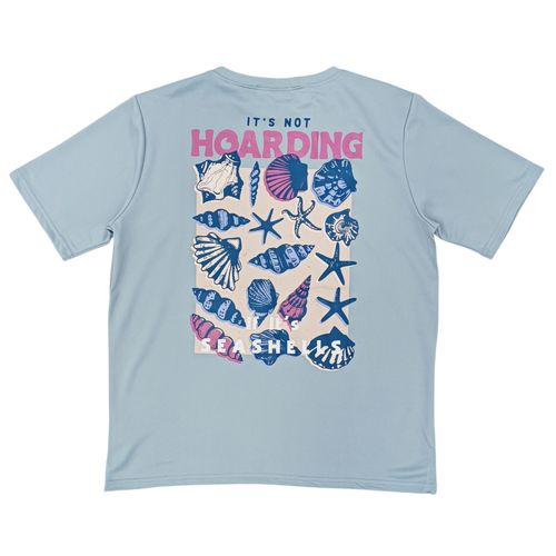 Camiseta color celeste de cuello redondo con mangas cortas para mujer