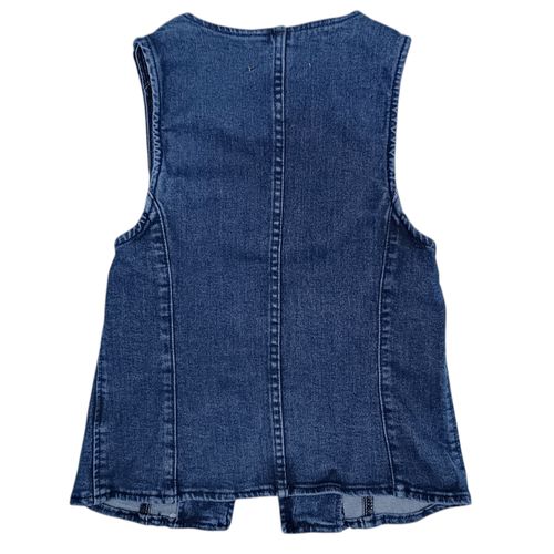 Blusa tipo chaleco azul denim desmangado para mujer