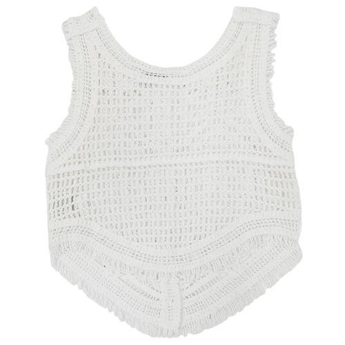 Blusa tipo chaleco blanco con cierre frontal de botones para mujer