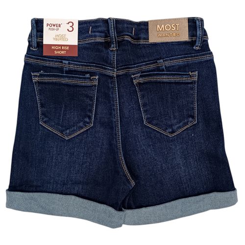 Short denim color azul oscuro diseño lavado para mujer