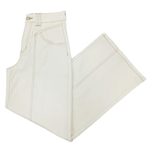 Balloon jeans color beige de cintura alta para mujer