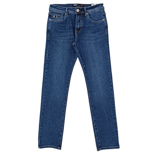 Slim jeans color azul con diseño lavado para hombre