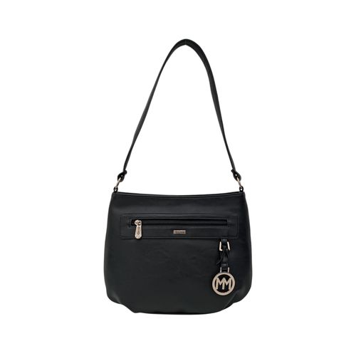 Cartera shopper color negro con colgante decorativo para mujer
