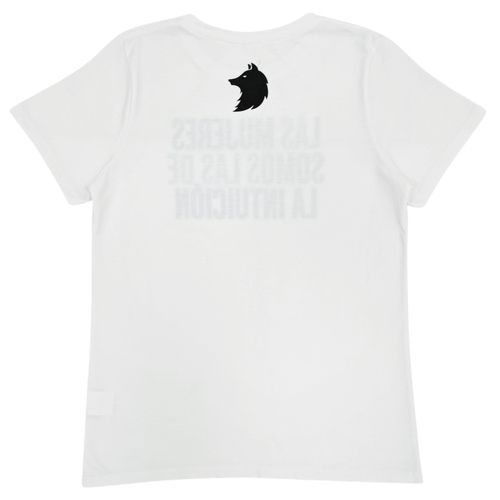 Camiseta color blanco con cuello redondo de mangas cortas para mujer