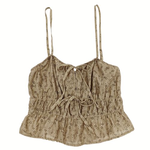 Blusa color beige escote en V de tirantes para mujer