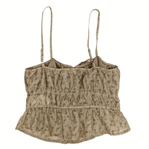 Blusa color beige escote en V de tirantes para mujer