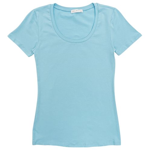 Camiseta color celeste de cuello redondo para mujer