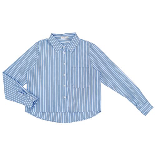 Blusa casual color azul de mangas largas para mujer