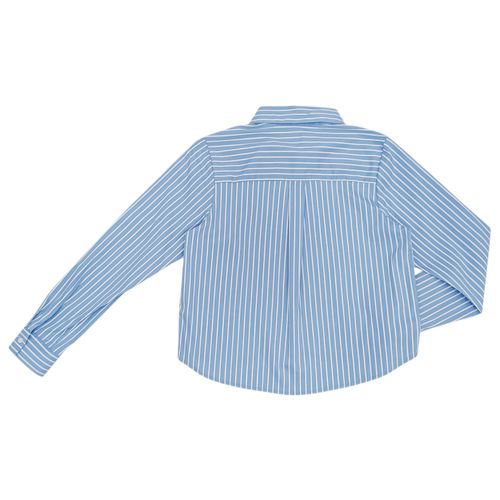 Blusa casual color azul de mangas largas para mujer