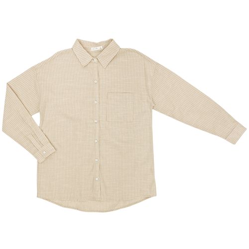 Blusa oversize color beige de mangas largas para mujer