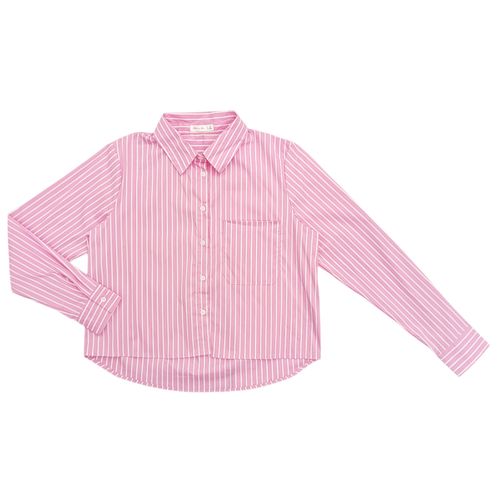 Blusa casual color rosa de mangas largas para mujer