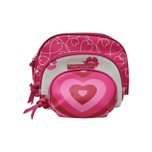 Set de cosmetiquera color fucsia con diseño estampado para mujer