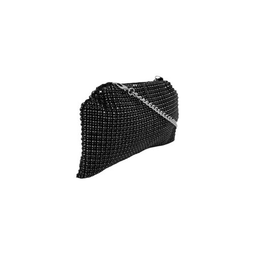 Cartera clutch color negro con detalles de piedras brillantes para mujer