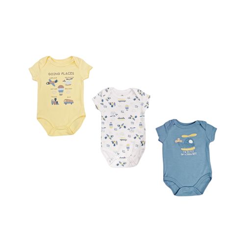 Set de 3 mamelucos diseño con textura para bebé niño