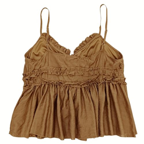 Blusa color café con escote en V para mujer