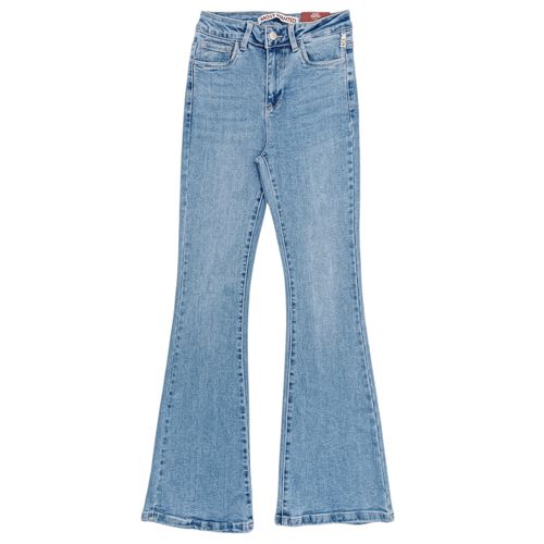 Flare jeans color azul claro diseño solidó para mujer