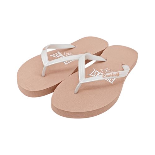 Sandalia color rosa y tiras blancas casuales para mujer