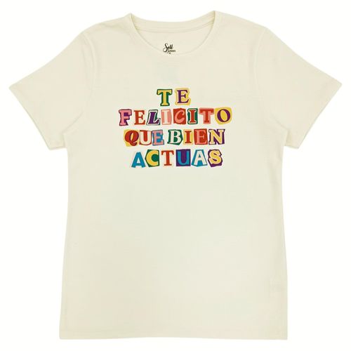 Camiseta de cuello redondo color Ivory para mujer