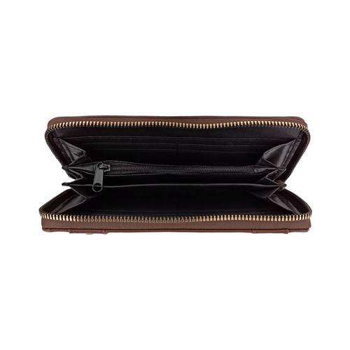 Billetera zip around color negro diseño con textura para mujer