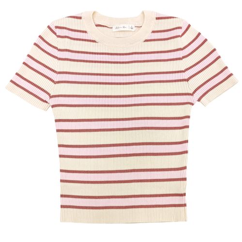 Blusa color rosa de cuello redondo y mangas cortas para mujer