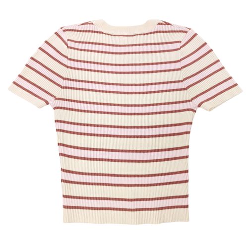 Blusa color rosa de cuello redondo y mangas cortas para mujer