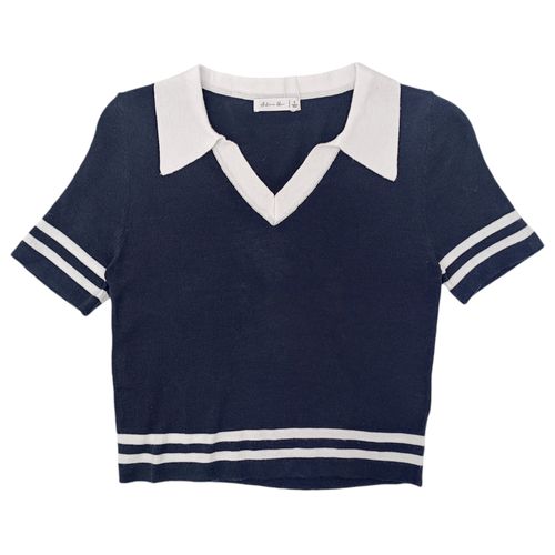 Blusa color navy tipo polo mangas cortas para mujer