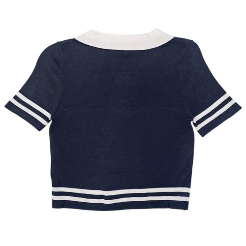 Blusa color navy tipo polo mangas cortas para mujer