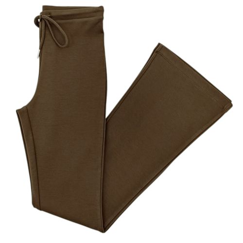 Pantalón flare color café diseño sólido para mujer