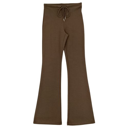 Pantalón flare color café diseño sólido para mujer