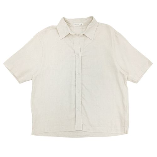 Blusa oversize color ivory con cierre frontal de botones para mujer